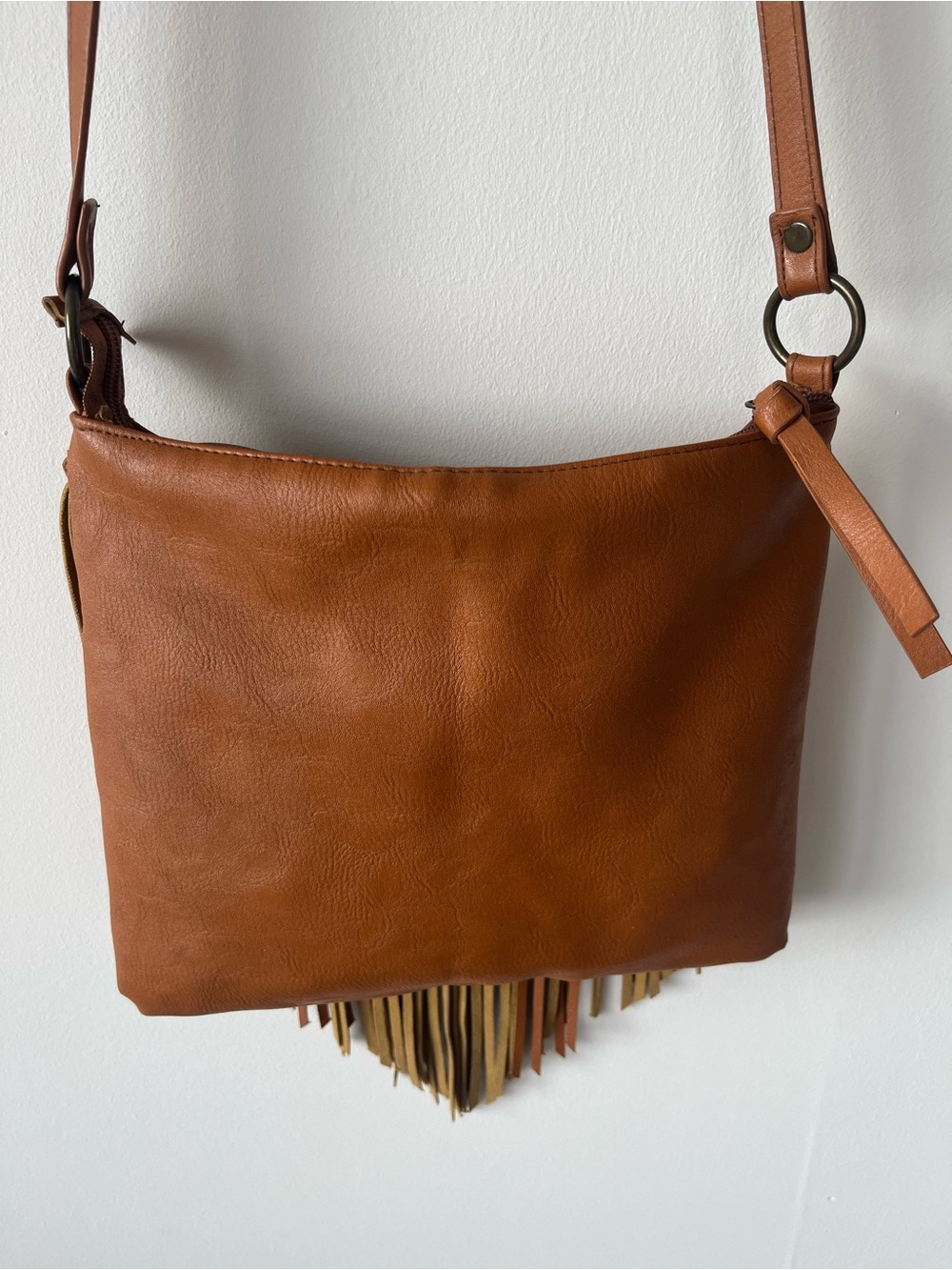 Soft Fringe Leather Crossbody Brown Tan Bag - Picture 5 of 7